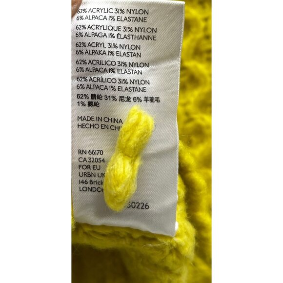 Anthropologie Bia Mock Neck Alpaca Chunky Knit Sweater Womens XS Textured Yellow - Picture 4 of 5